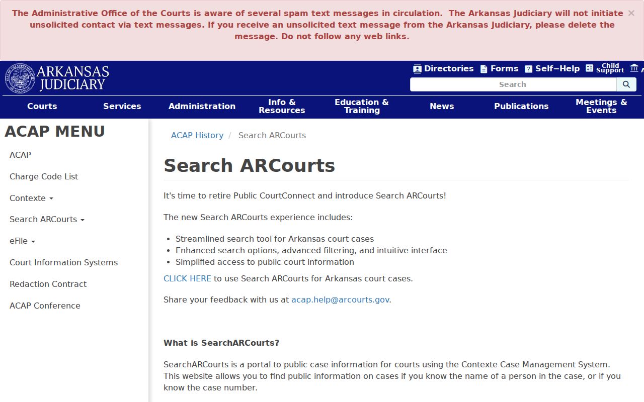 Jackson County criminal case coverage information from CourtConnect