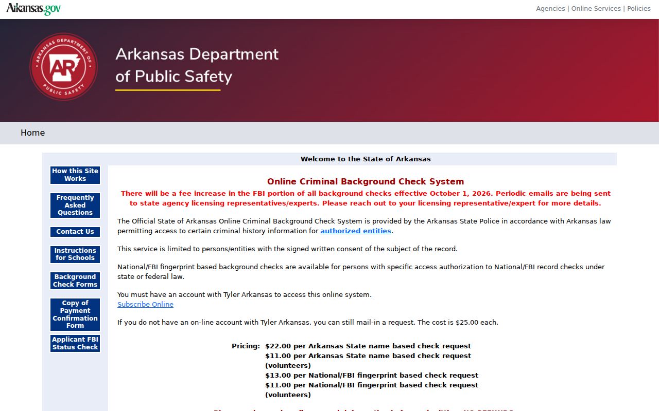 Jackson County criminal history search through Arkansas ARCH